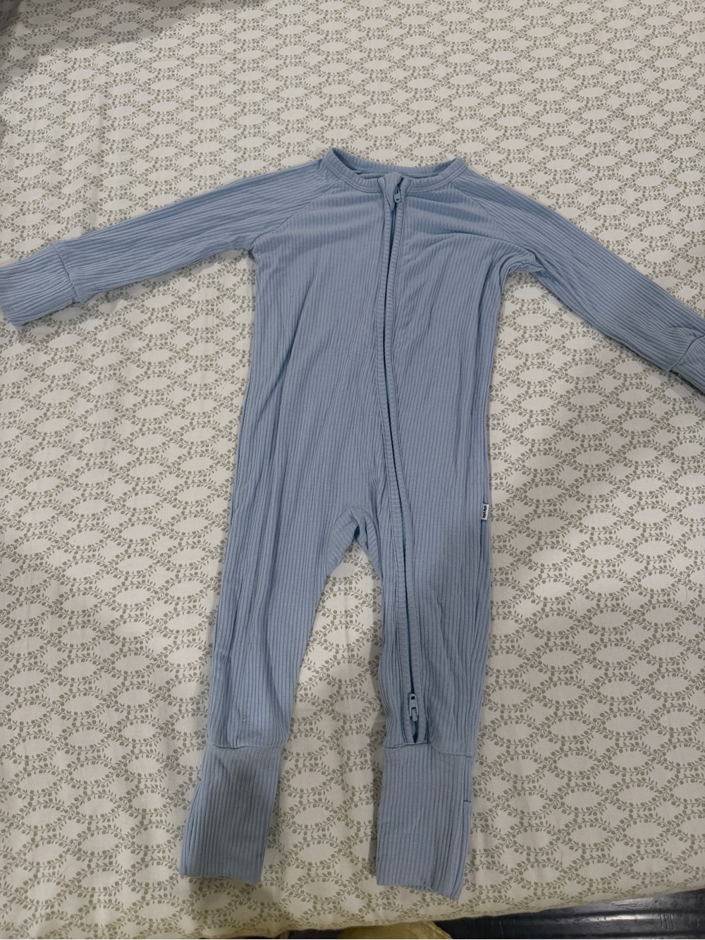 Little Sleepies Ribbed Zip One-Piece in Light Blue